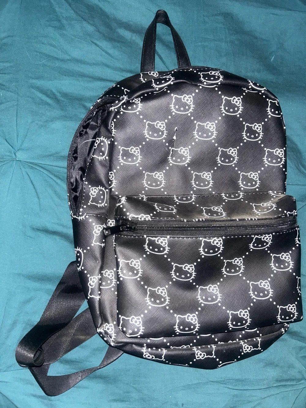 Black Printed Hello Kitty Backpack